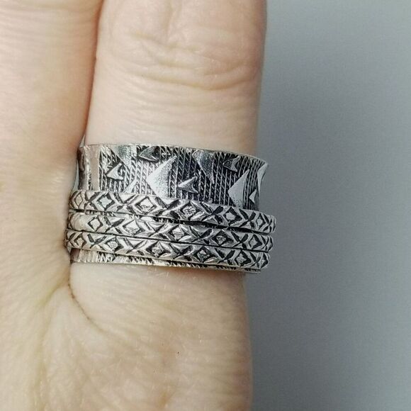 Vintage Wide Band Spinner Ring, Silver Tone Size 8, Unisex - Picture 1 of 9